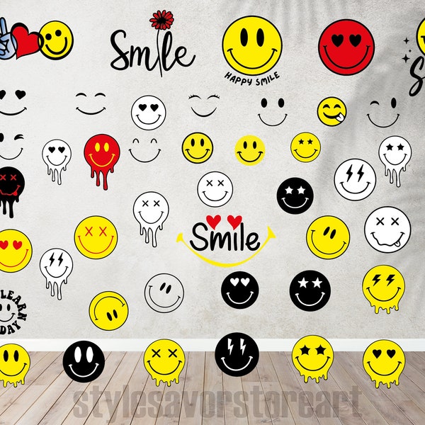 Smiley Face Svg Bundle, Smiley Face Svg, Smiley Face,Png,Dxf,Svg,Happy Face, Trendy svg,Groovy Svg,Emoji Bundle,Emoji svg, Cricut,Silhouette