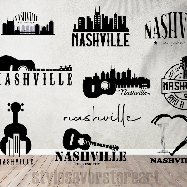 Nashville svg bundele, Nashville vector, nashville the music city, guitar city svg, nashville tennesse, tennesse svg, cut file, silhouette