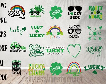 St Patrick's Day SVG Bundle, Lucky svg, Leprechaun svg, Irish svg, St Patrick's Day Quotes, Shamrock svg, Clover svg, Cricut, Silhouette png