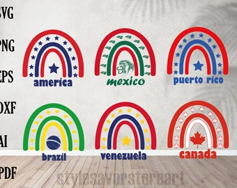 country flag rainbow, puerto rico svg, mexico svg, canada svg, venezuela svg, brazil svg, usa svg, purto rico flag