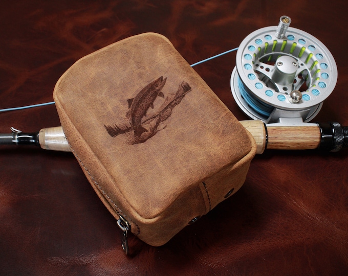 Handmade Leather Fly Fishing Box: Synthect Shearling Lined Tackle Storage
