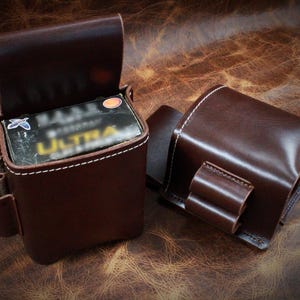 Leather trap shell pouch.