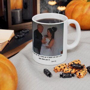 Ceramic Personalized mug for coffee with water, juice or any drink you want to enjoy with landscape and Bible verses: 11 oz