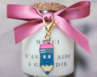 Bougie Merci de m'avoir aidé à grandir - Cadeau ATSEM Nounou Maîtresse - Bougie de remerciement fin d'année - Cadeau éducateur crèche