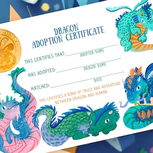 Adoptiecertificaat waterdraken | Drakenfeest | DIRECT DOWNLOADEN | Afdrukken