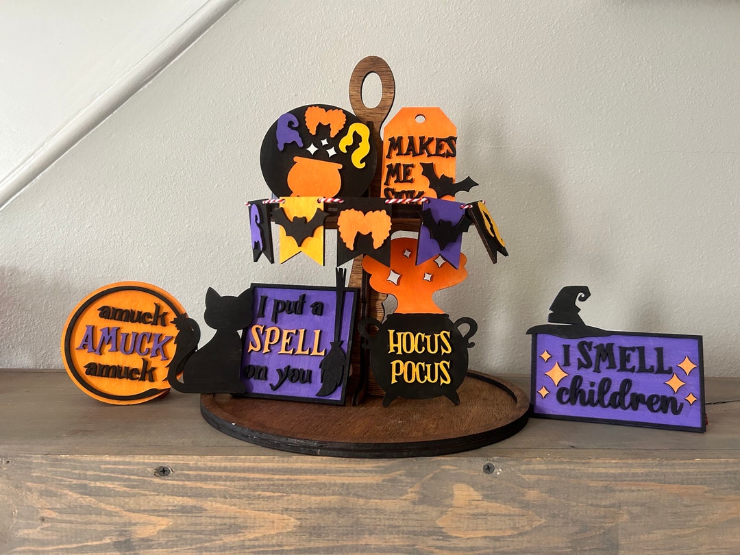 Hocus Pocus Tiered Tray Decor | 3D Halloween Signs | Sanderson Sisters ...