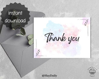 Thank You Printable Card / Instant Download PDF / Card Template / A2 / A7