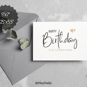 Joyeux anniversaire à ma personne préférée, carte d'anniversaire pour petit ami, petite amie, mari, femme, fiancé, carte d'anniversaire romantique, mon âme soeur