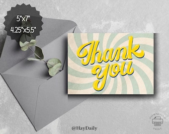 Thank You Printable Card / Instant Download PDF / Card Template
