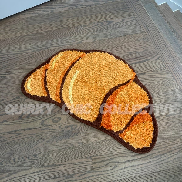 Unique Croissant Rug, Cute Bread Tufted Rug, Soft Nonslip Bathmat, Fluffy Accent Rug, Game Room Rug, Living Room Bedroom Decor Gift for Her
