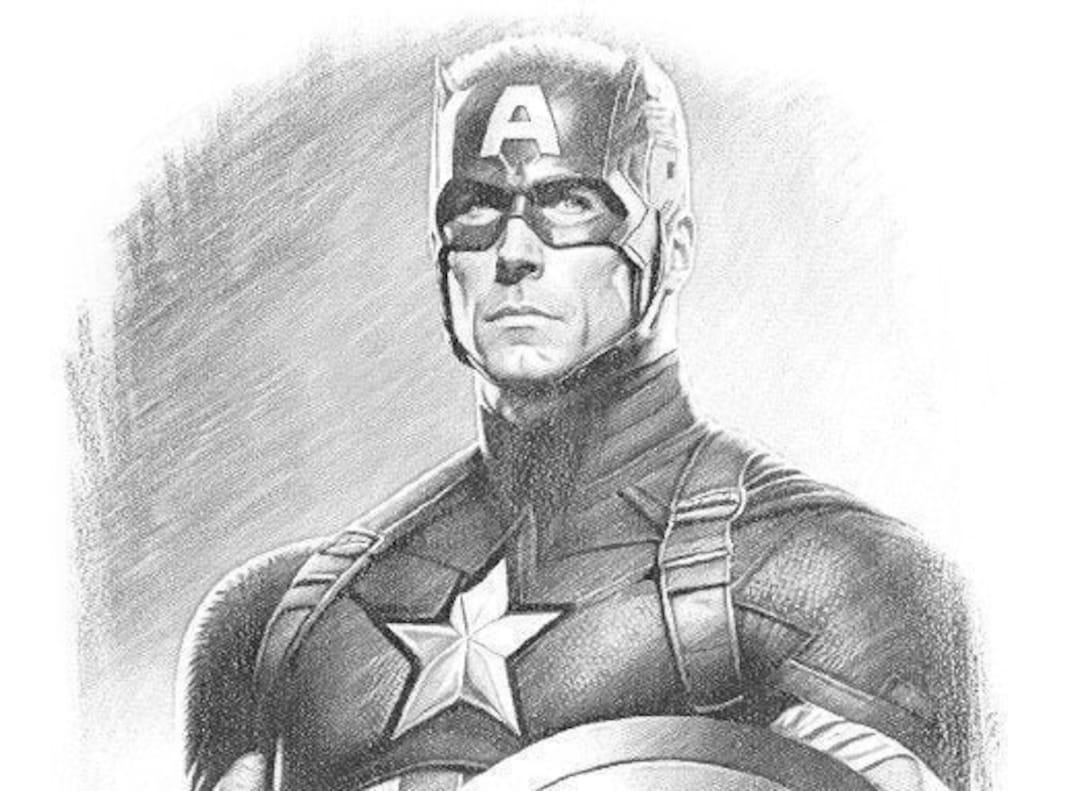 Captain America Pencil Sketch Etsy