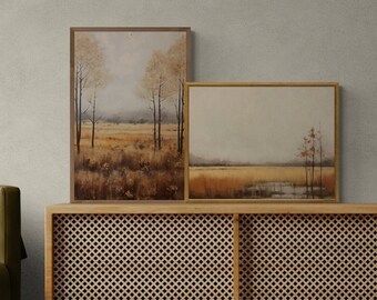 Muted Fall Landscape Print Set: Coordinating Wall Art (Digital Download)