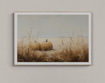Fall Pumpkins Landscape Art Print: Autumn Wall Decor (Digital Download)