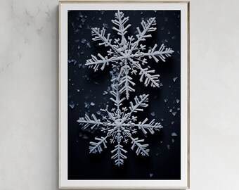 Minimalist Snowflake Art Print, Winter Home Decor (Digital Download)