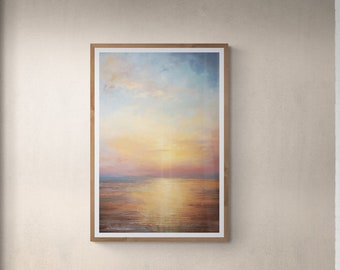 Ocean Sunset Landscape Art Print: Golden Hour (Digital Download)