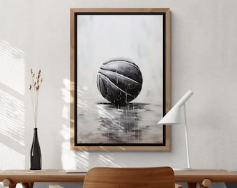 Black and White Basketball Art Print: Modern Teen Room Decor (Digital Download)