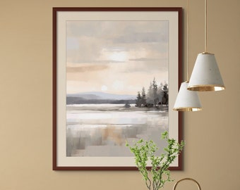 Modern Mountain Sunset Landscape Art Print (Digital Download)