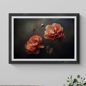 Dark Floral Vintage Art Print: Moody Flower Wall Decor (Digital Download)
