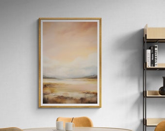 Neutral Sunrise Landscape Art Print: Modern Golden Hour (Digital Download)