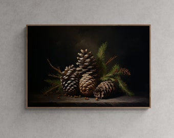 Pine Cones Art, Pinecones Art, Winter Digital Art, Winter Printable, Winter Art Decor, Winter Print