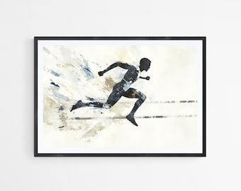 Track Runner Art Print: Vintage Style, Teen Boy Room (Digital Download)