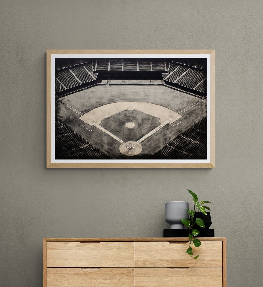 Baseball Field Wall Art Neutral Modern Minimalist, Kids Room Wall Art
