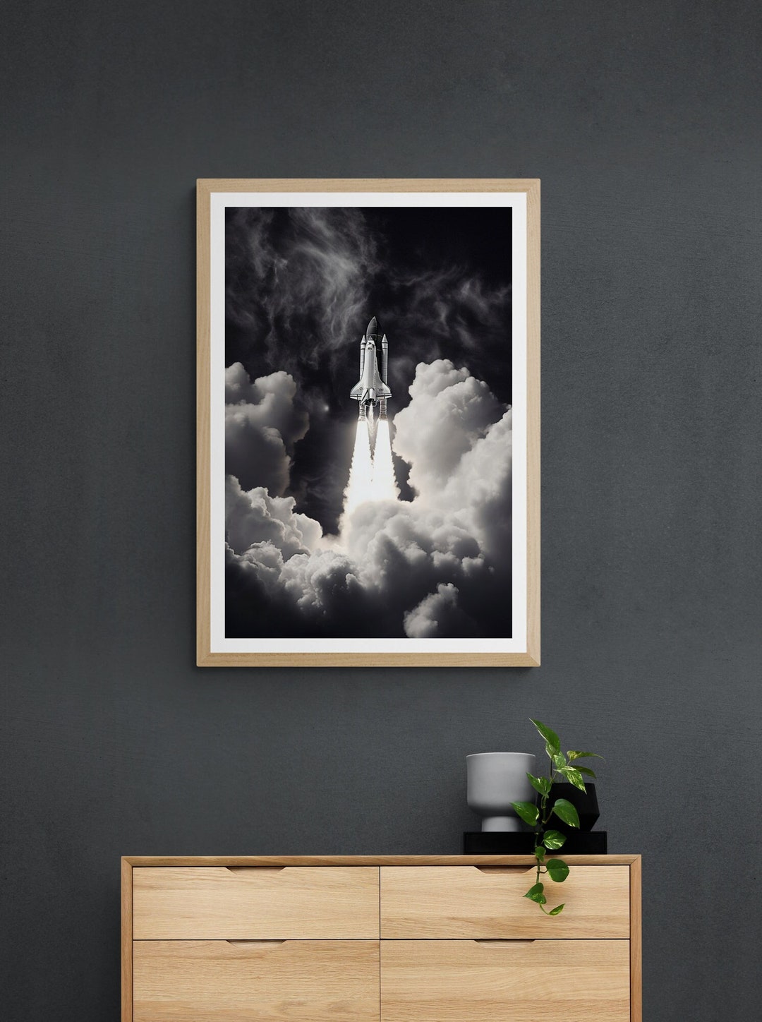 Rocket Ship Lift off Space Wall Art Rocket Launch Black and Etsy