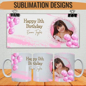 Alles Gute zum Geburtstag Becher, personalisierte Fototasse für Männer, Frauen Kinder Geburtstagsgeschenk, Bild Kaffeetasse, individuelle Fototasse, Vorlage für Sublimation