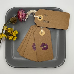 Etiquetas para presentes de flores prensadas pequenas 3,25" x 1,75" (conjunto de 5)