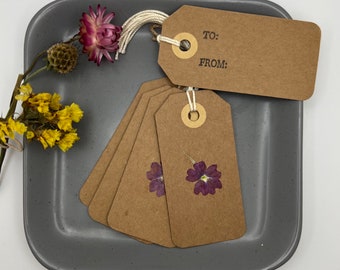 Pressed Flower Gift Tags Small 3.25”x1.75” (set of 5)