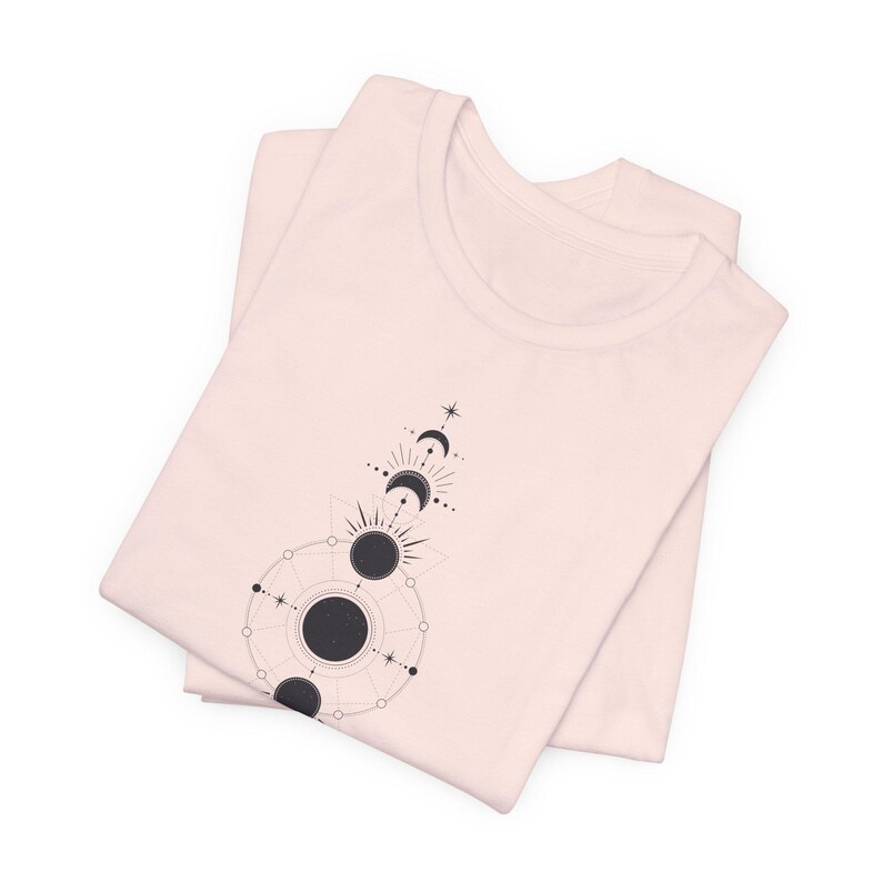 Moon Phases Vertical T-Shirt | Boho Style Lunar Tee | Hippi Inspired Moon Cycle Top | Spiritual Celestial Fashion | Mystical Night Sky Shirt image 8