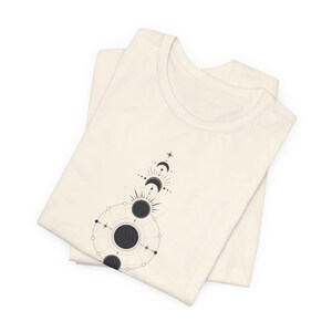 Moon Phases Vertical T-Shirt | Boho Style Lunar Tee | Hippi Inspired Moon Cycle Top | Spiritual Celestial Fashion | Mystical Night Sky Shirt image 9