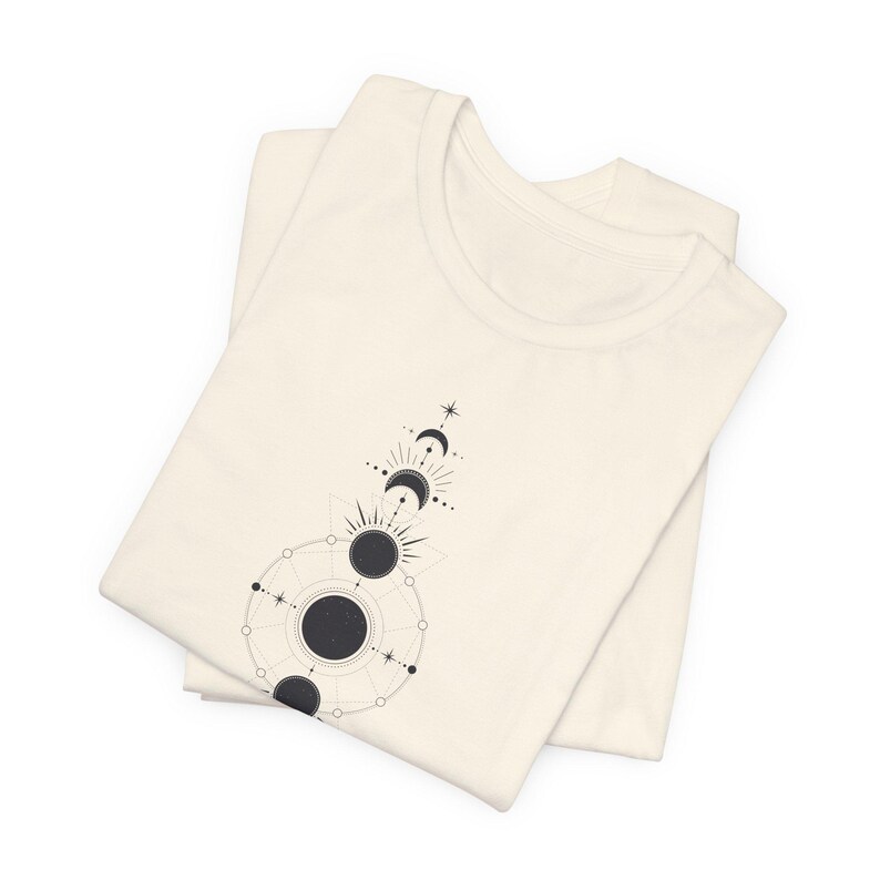 Moon Phases Vertical T-Shirt | Boho Style Lunar Tee | Hippi Inspired Moon Cycle Top | Spiritual Celestial Fashion | Mystical Night Sky Shirt image 9