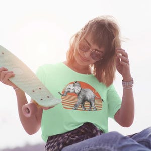 Retro Elephant T-Shirt | Vintage Safari Shirt | Sunset Graphic Tee | Wildlife Animal Lover Gift | Boho Aesthetic | Nature Adventure Shirt