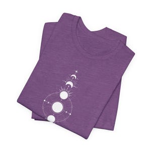 Moon Phases Vertical T-Shirt | Boho Style Lunar Tee | Hippi Inspired Moon Cycle Top | Spiritual Celestial Fashion | Mystical Night Sky Shirt image 7