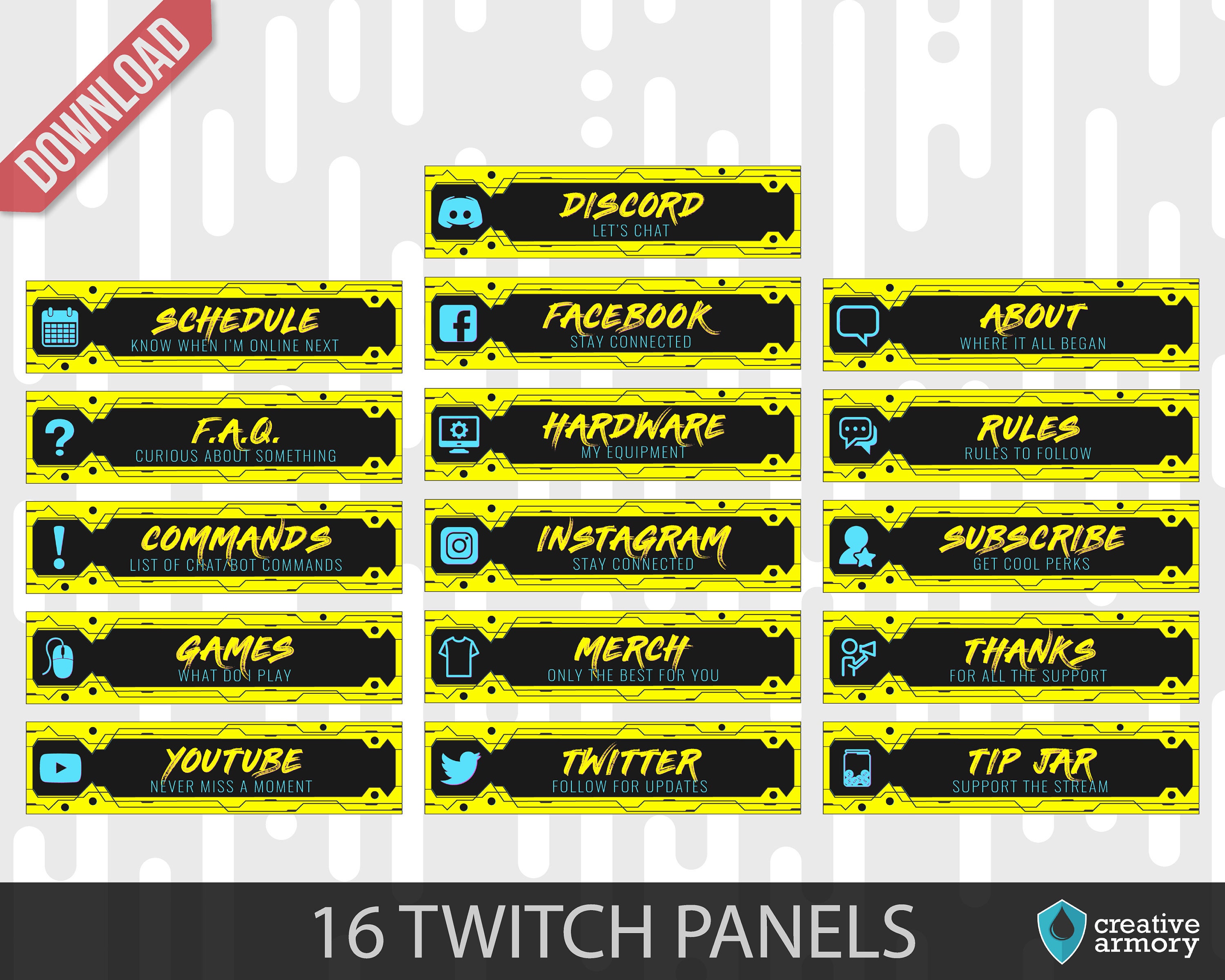 Cyberpunk Streamer Panels for Twitch Discord or (Instant Download