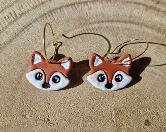 Fox polymer clay earrings