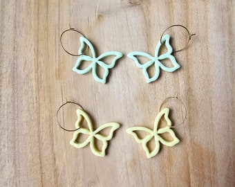 Butterfly earrings, pastel spring polymer clay earrings