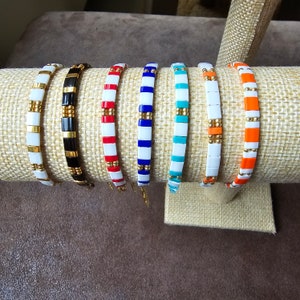 Elegant beaded bracelet tile bracelet stacking bracelet with gold bead bracelet Miyuki Tila beads