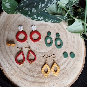 Winter earrings, holiday earrings, polymer clay earrings