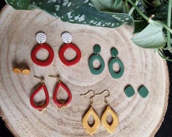Winter earrings, holiday earrings, polymer clay earrings