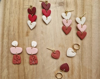 Valentijnsdag oorbellen, hartoorbellen, oorbellen van polymeerklei