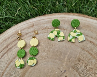 Lemon lime earrings, polymer clay earrings