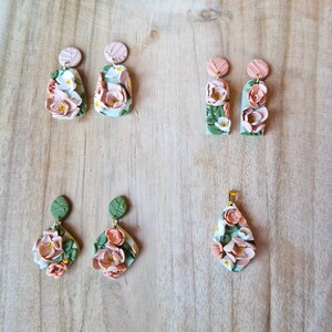 Spring blooms earrings, polymer clay earrings