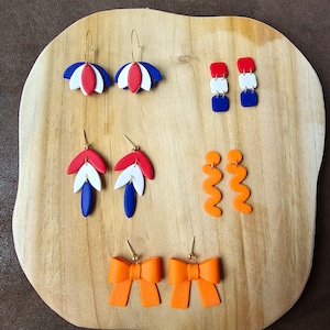 Koningsdag oorbellen, Koningsdag oorbellen, Nederlandse vlag, 4 juli, Franse vlag, oorbellen van polymeerklei afbeelding 1