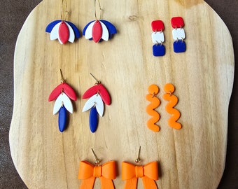 Koningsdag oorbellen, Koningsdag oorbellen, Nederlandse vlag, 4 juli, Franse vlag, oorbellen van polymeerklei