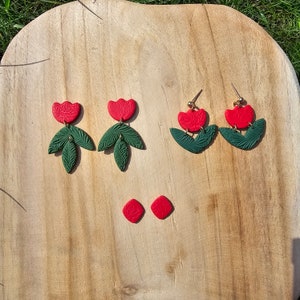 Tulpenohrringe Blume Ohrringe Frühling Polymer Clay Ohrringe rote Tulpen