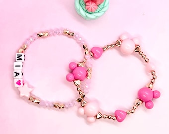 Musse Pigg armband med två guldfärgade armband / Personligt armband / Musse Pigg armband / Anpassat armband / Armgodis / Disney armband