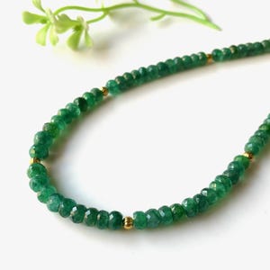 18 Inchs~AAA+Natural Zambian Emerald Necklace, Emerald Faceted Rondelle Beads Gemstone Necklace, 5/6 Size, Emerald Beaded Necklace