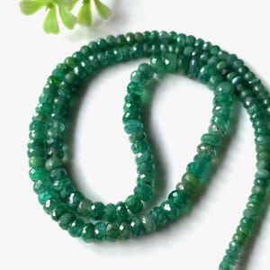 AAA+Quality Zambian Emerald Necklace, Emerald Faceted Rondelle Beads Gemstone, Emerald Necklace, 5/6 Size